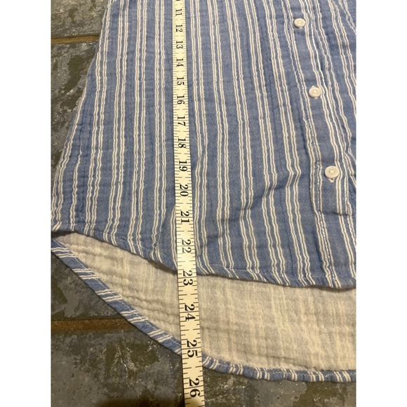 beachlunchlounge Collection Shirt Blue White Stripe Linen Blend  Top Women's S - Picture 7 of 8